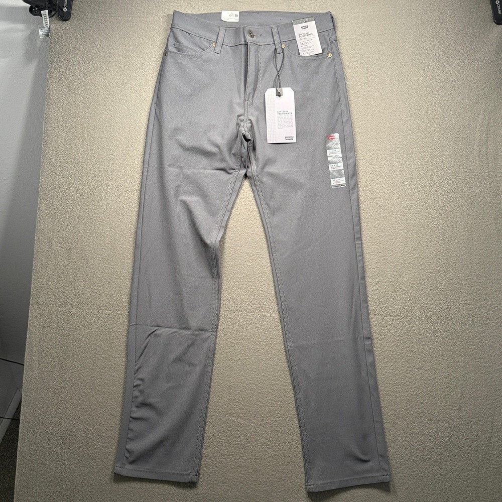 Levi's 511 Slim Tech Pants Men 30x32 Grey High Stretch Cooling A92130013